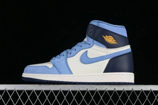 Nike Air Jordan 1 High OG "First in Flight" Basketball Shoes with UNC Blue and Yellow Accents - FD2596-400