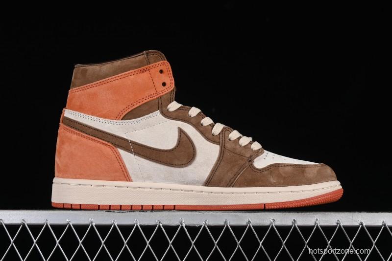 Nike Air Jordan 1 High OG Basketball Shoes in Dusted Clay & Dune Colorway - FQ2941-200