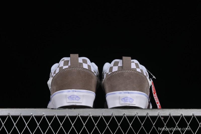 Vans Classics Knu Skool Retro Chunky Sneakers in Light Brown/Lilac Checkerboard - VN0009QC0AK
