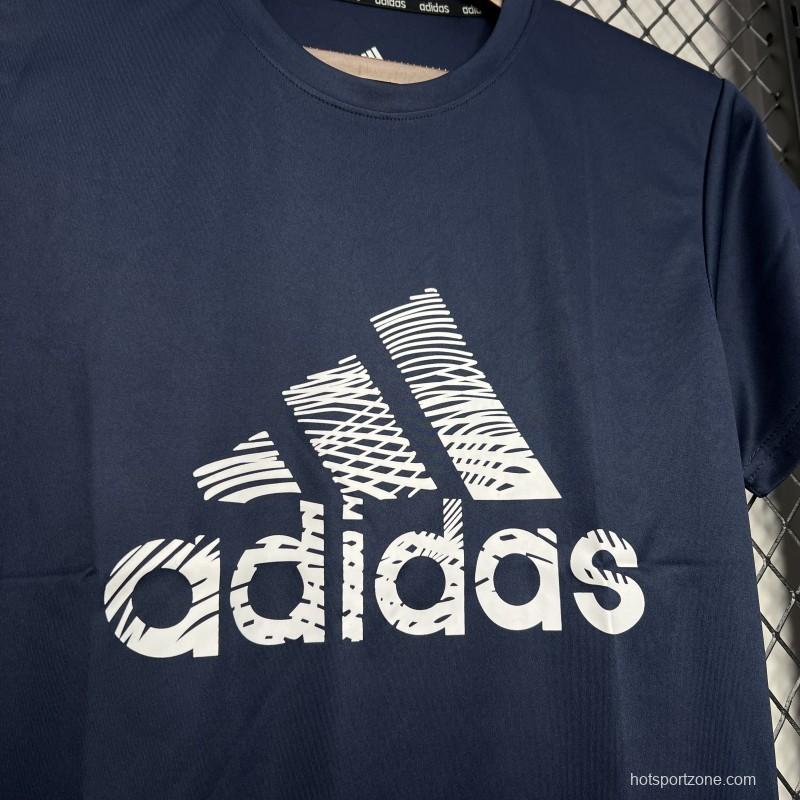 2024 Adidas  Royal Blue Cotton T-shirt #1033