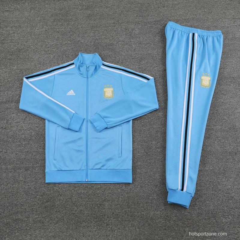 2024 Argentina Blue Full Zipper Jacket +Long Pants