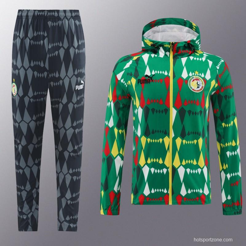 2024 Senegal Green Hoodie Full Zipper Jacket +Long Pants