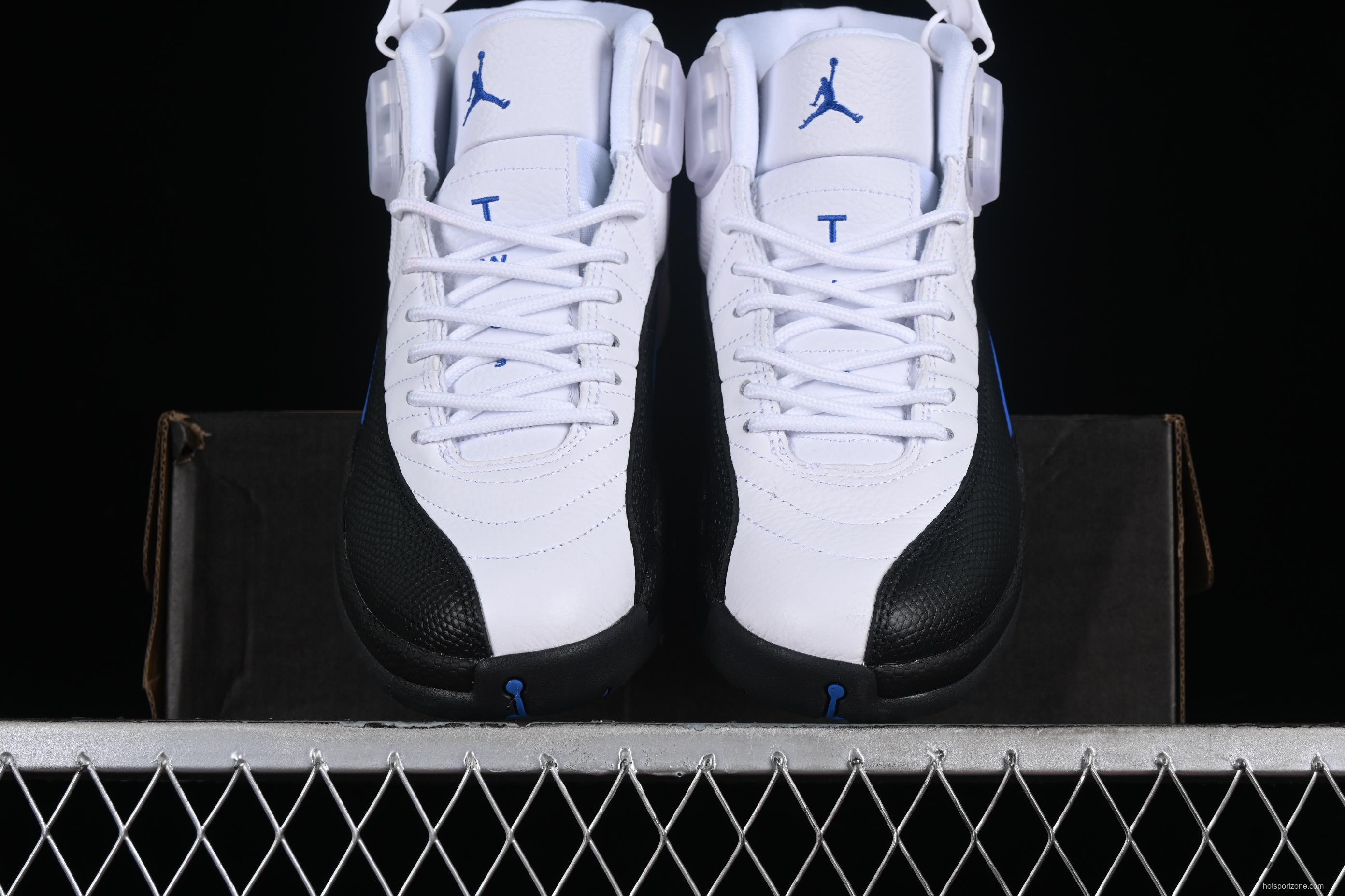 Nike Air Jordan 12 Retro Basketball Shoes in White Black Blue - CT8013-140