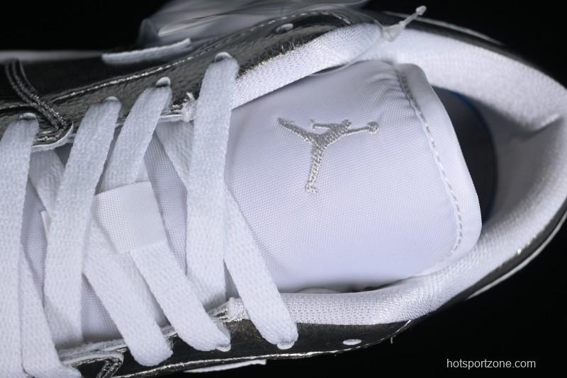 Nike Air Jordan 1 Low "Metallic Silver" Casual Sneakers with Metallic Accents - FN5030-001