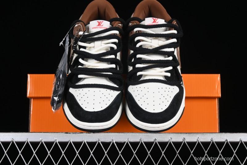 Nike SB Dunk Low LV Collaboration - Black Brown Fade Anniversary Custom Low-Top Casual Sneakers - SJ2068-233