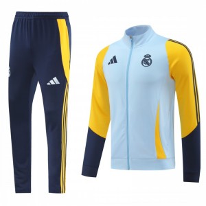 24/25 Real Madrid Light Blue/Yellow Full Zipper Jacket +Long Pants