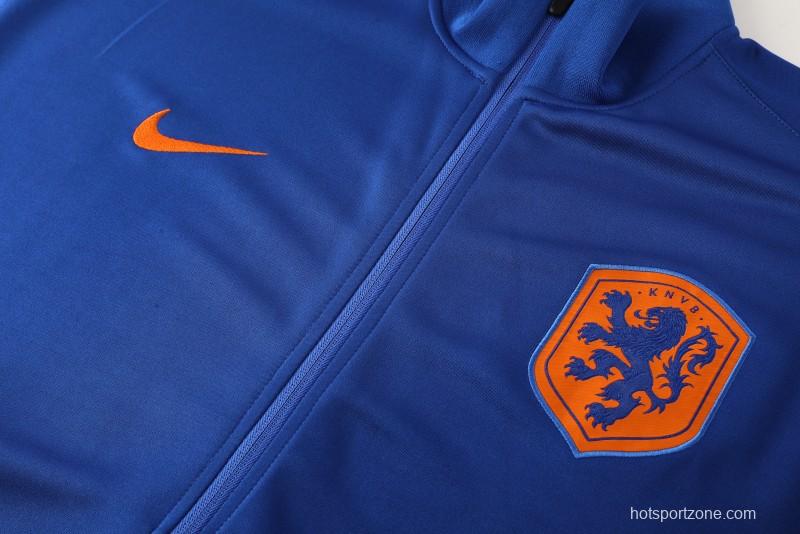 2024 Netherlands Blue Full Zipper Jacket +Long Pants