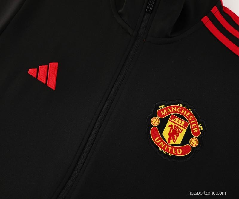 24/25 Manchester United Black Full Zipper Jacket +Long Pants