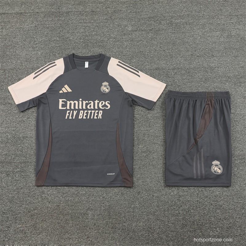 24/25 Real Madrid Black/Pink Short Sleeve Jersey+Shorts
