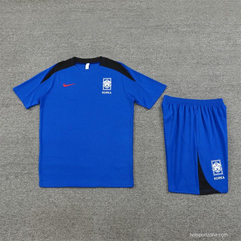 2024 South Korea Blue Short Sleeve Jersey+Shorts