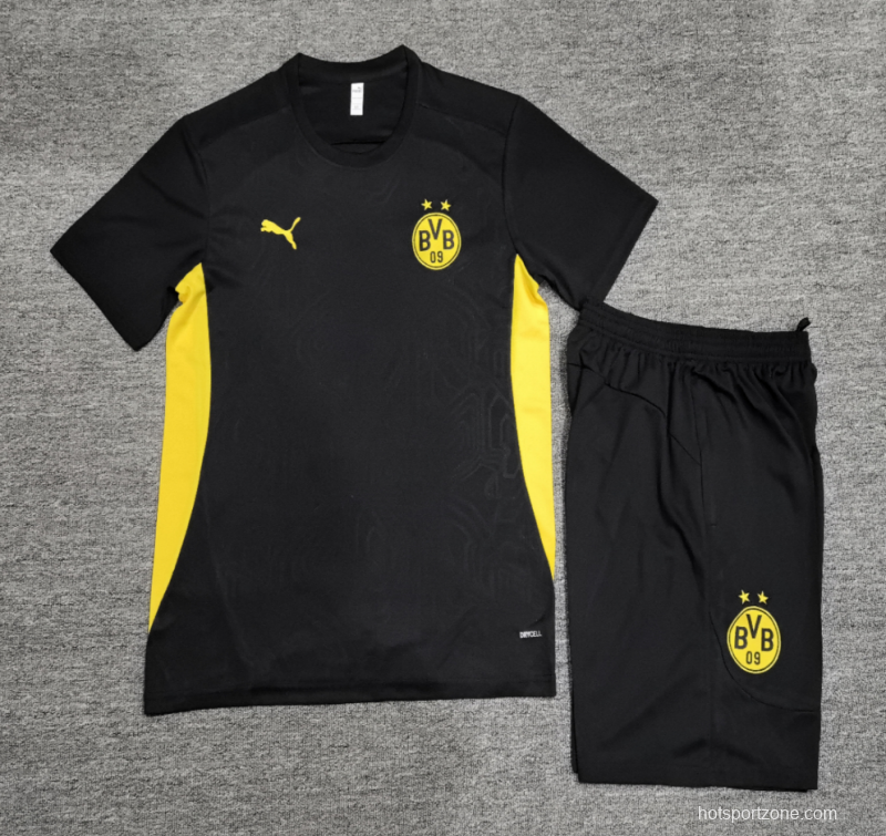 24/25 Kids Borussia Dortmund Black Short Sleeve Jersey+Shorts