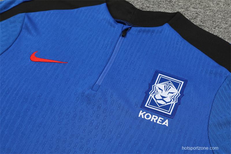 2024 South Korea Blue Half Zipper Jacket+Long Pants