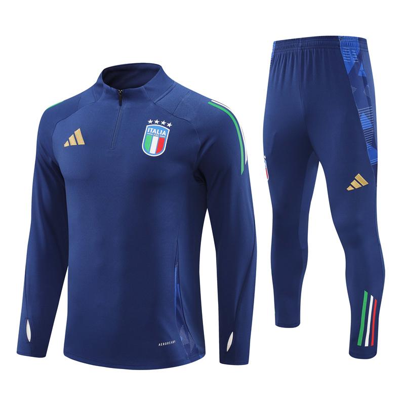 2024 Italy Navy Half Zipper Jacket+Long Pants