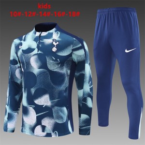 24/25 Kids Tottenham Hotspur Blue Camouflage Half Zipper Jacket+Long Pants