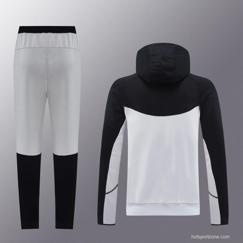 2024 NIKE Sports White/Black Full Zipper Jacket +Long Pants