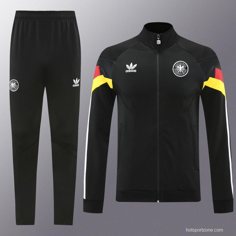 2024 Germany Black Full Zipper Jacket +Long Pants