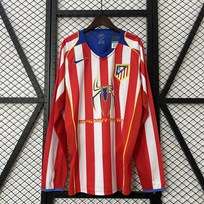 Retro 04/05 Long Sleeve Atletico Madrid Home Jersey