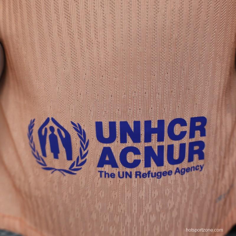 Player Version 25/26 FC Barcelona Pink 125Th Anniversary Jersey with Spotify Sponsor and Navy Blue Accents