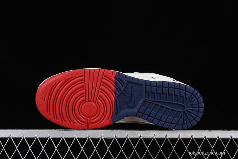 Nike SB Dunk Low LV Collaboration - Beige Red Blue Dual Color Anniversary High-End Custom Low-Top Casual Sneakers - XX2025-333