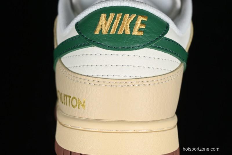 Nike SB Dunk Low LV Collaboration - Beige Green Anniversary High-End Custom Low-Top Casual Skate Shoes - LV6188-003