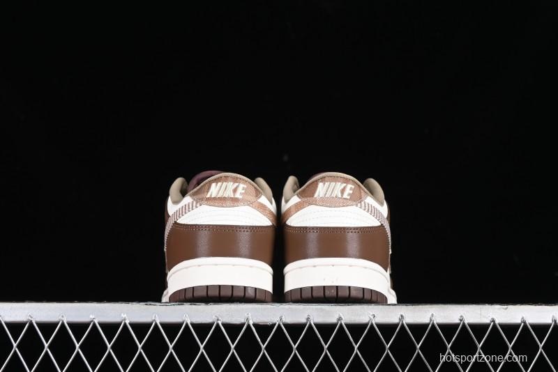 Nike Dunk Low SB White Brown Plaid Casual Skate Shoes - FV3653-191