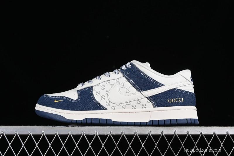 Nike SB Dunk Low Gucci Collaboration - Denim with Light Blue Swoosh Anniversary High-End Custom Low-Top Casual Sneakers - FC1688-141
