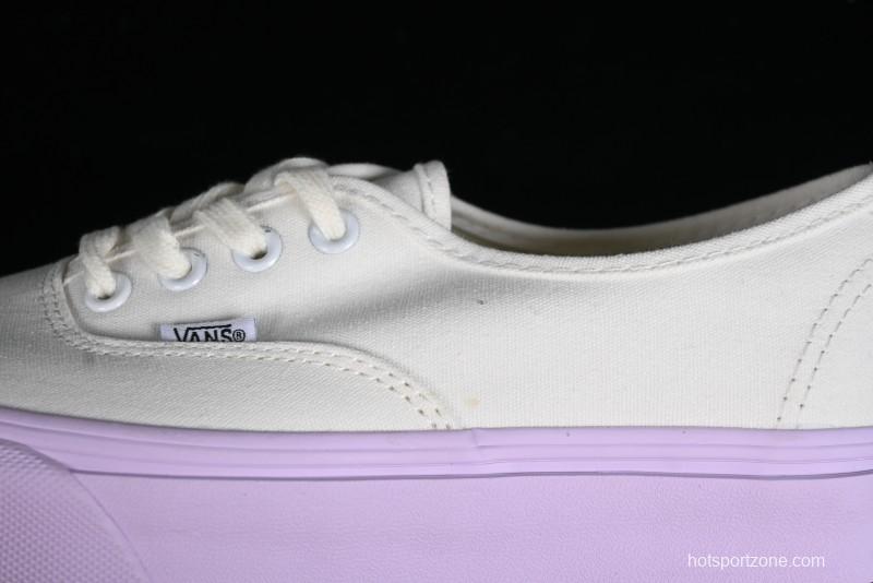 Vans Authentic White Purple Canvas Skate Shoes - VN0009PVCGX