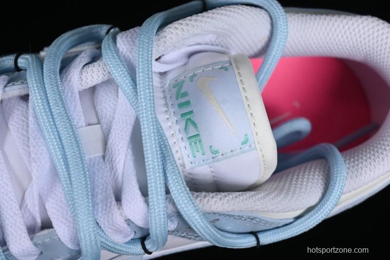 Nike Dunk Low SB Casual Sneakers in Light Blue with Sea Salt Lime Accents - FJ7743-194