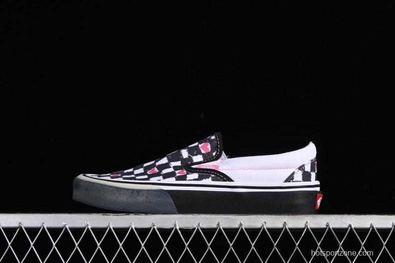 Vans Slip-On Classic Collaborative Hand-Painted Graffiti with Pink Accents and Crystal Outsole Checkerboard Slip-On - VN000CT5BPA