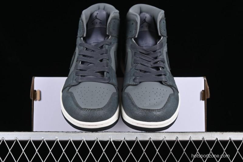 Nike Air Jordan 1 Mid Basketball Shoes in Space Gray - FJ3448-001