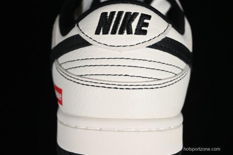 Nike SB Dunk Low Supreme Collaboration - Beige Black Line Anniversary Customized Low-Top Casual Skate Shoes - XX2025-316