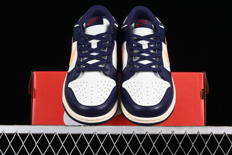 Nike Dunk Low Retro SB Skateboarding Shoes in Navy Blue with Purple Gold White Colorway - FV8106-181