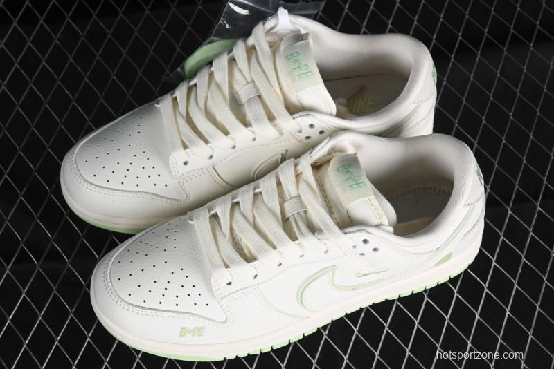Nike SB Dunk Low Bape Collaboration - Apple Green Anniversary High-End Custom Low-Top Casual Skate Shoes - CF3688-010