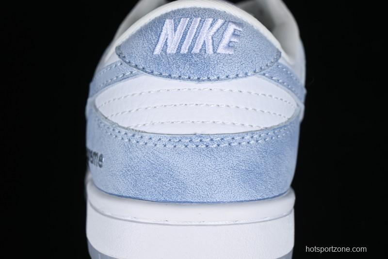 Nike SB Dunk Low Supreme Collaboration - Ice Crystal Blue Anniversary High-End Custom Low-Top Casual Skate Shoes - JH8039-939
