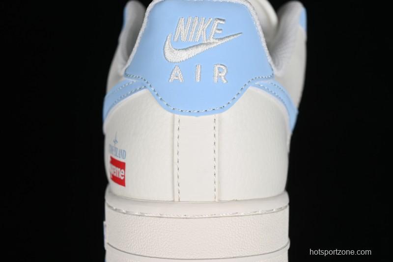 Nike Air Force 1 '07 Low Supreme Stone Island Collaboration - Sky Blue Casual Sneakers - BB9599-205