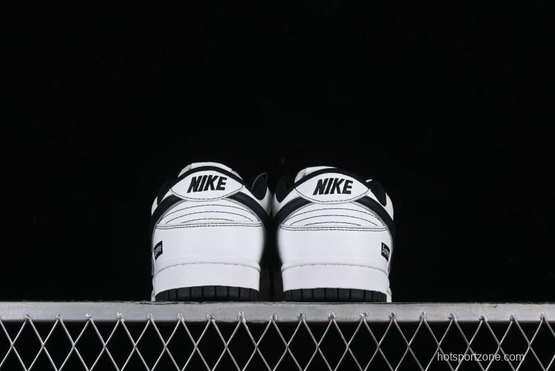 Nike Supreme x Nike SB Dunk Low Collaboration - Classic White Black Anniversary High-End Custom Low-Top Casual Skate Shoes - DY1503-100