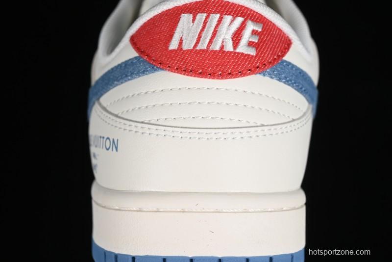 Nike SB Dunk Low LV Collaboration - Beige Blue Chanel Style Anniversary High-End Custom Low-Top Casual Sneakers - XX2025-323