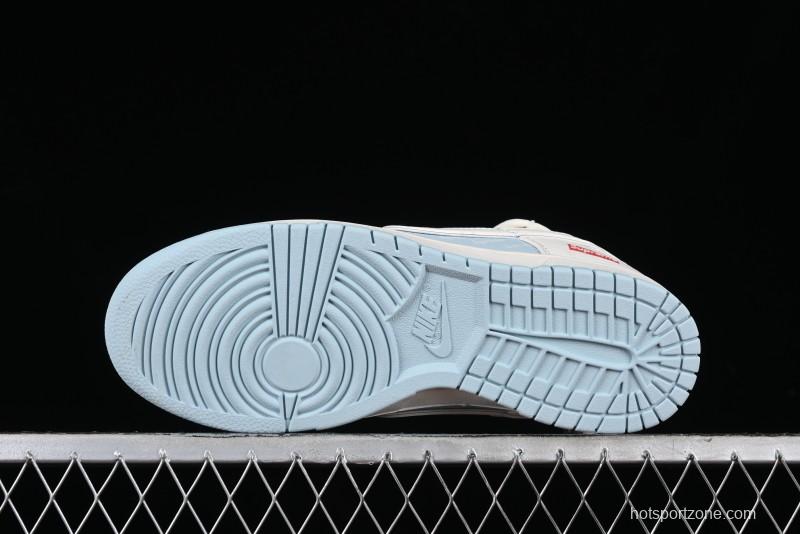 Nike SB Dunk Low Supreme Collaboration - Ice Blue Engraving Anniversary Customized Low-Top Casual Skate Shoes - JJ5688-107