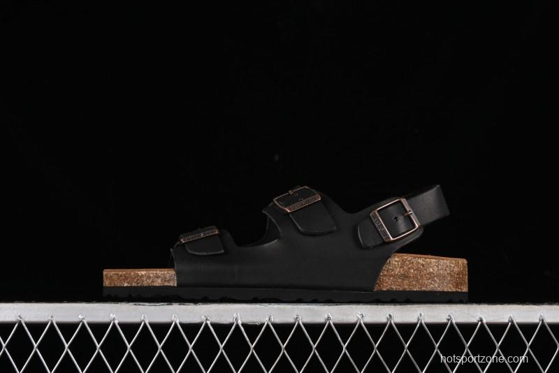 Birkenstock Birkenstock Sandals Series Black Leather with Soft Cushioning Cork Midsole - T.D4