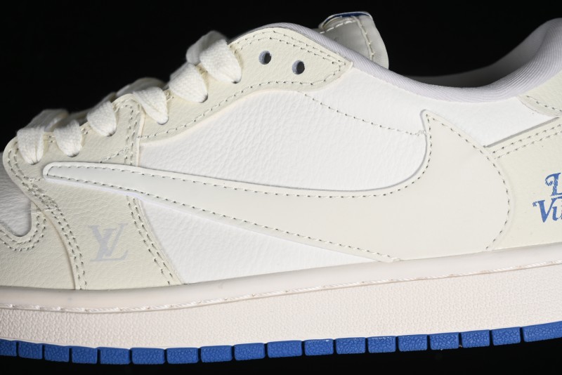 Nike Travis Scott x Fragment Design x Air Jordan 1 Low OG SP AJ1 LV Collaboration Light Blue Low-Top Casual Sneakers - LJ5188-007