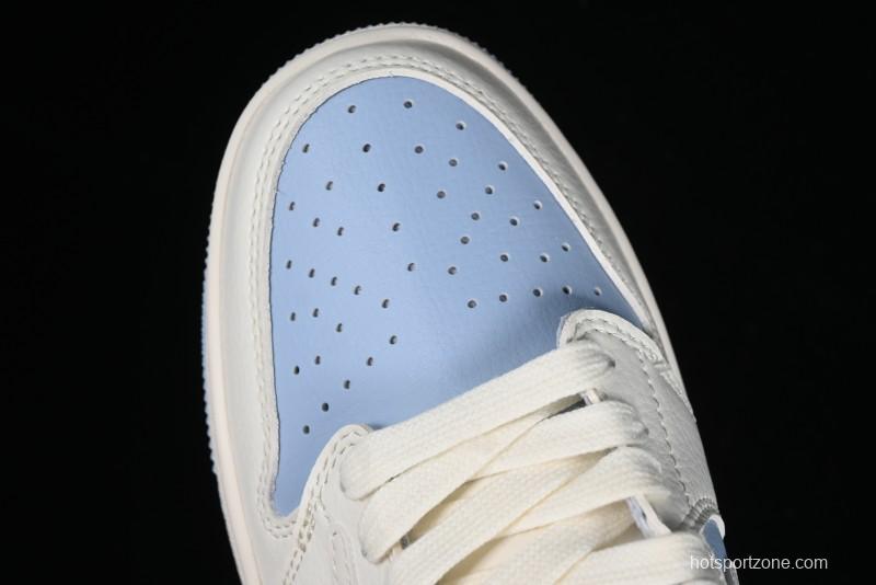 Nike Travis Scott x Fragment Design x Jordan Air Jordan 1 Low OG SP AJ1 LV Blue Double Hook Casual Sneakers - BB6588-103