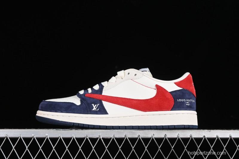 Nike Travis Scott x Fragment Design x Jordan Air Jordan 1 Low OG SP AJ1 LV Blue Red Low-top Casual Sneakers - YQ2088-670