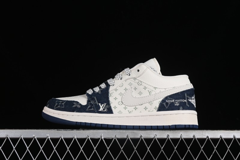 Nike Air Jordan 1 Low LV Collaboration - Light Blue Retro Casual Sneakers - SJ9950-003