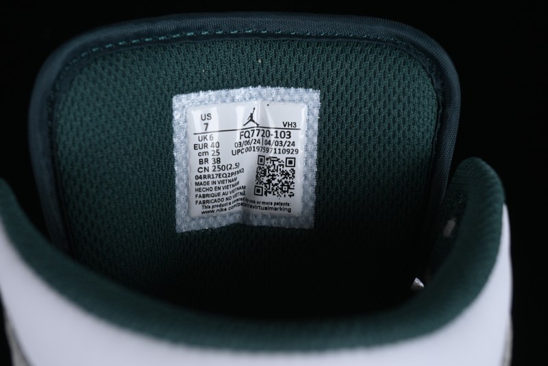Nike Air Jordan 1 Mid Basketball Shoes with Oxidized Green Leather and Perforated Toe - FQ7720-103
