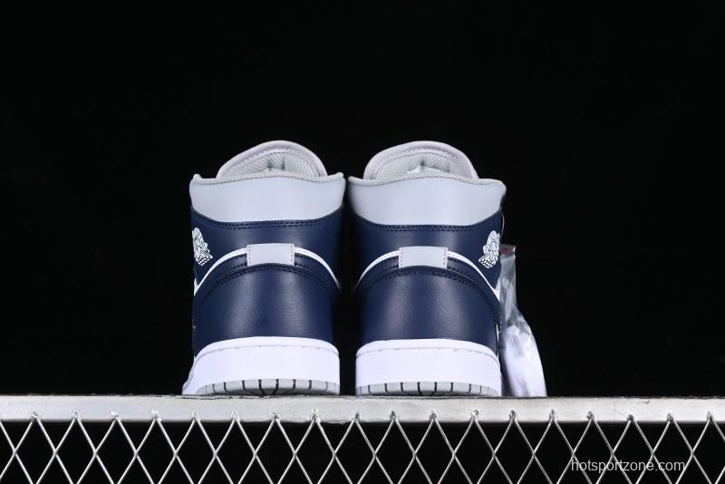 Nike Air Jordan 1 Mid AJ1 Basketball Shoes in Grey Blue - DQ8426-104