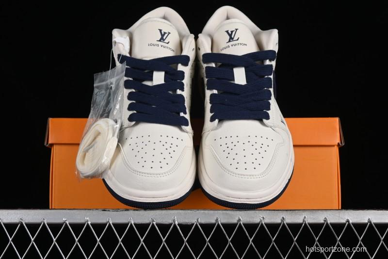 Nike Air Jordan 1 Low LV Collaboration Retro Casual Sneakers in Beige Orange - WG8850-001