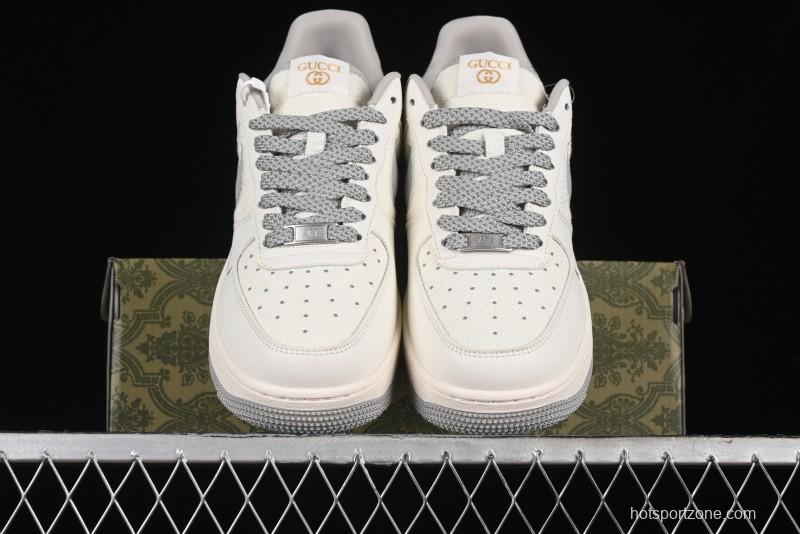Nike Air Force 1 '07 Low Gucci Collaboration - Beige Grey Linen Casual Sneakers - XZ3398-688