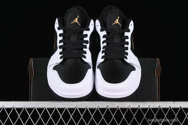 Nike Air Jordan 1 Low AJ1 Black White Gold Hook Basketball Shoes - 553558-172