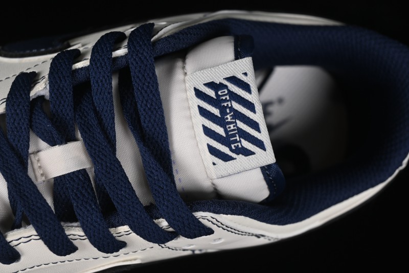 Nike SB Dunk Low OFF-WHITE Collaboration - Beige Navy Swoosh Anniversary Custom Low-Top Casual Skate Shoes - DJ2024-011