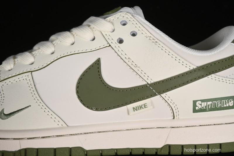 Nike SB Dunk Low Supreme Collaboration - Off White Dark Green Check Anniversary High-End Custom Low-Top Casual Skate Shoes - DQ1098-393